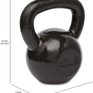 Solid Kettlebell - 40-Pound - Built-to-Last - Versatile - Black Enamel Finish