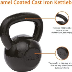 Solid Kettlebell - 40-Pound - Built-to-Last - Versatile - Black Enamel Finish