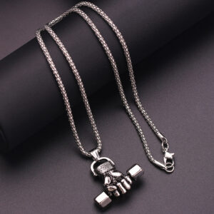 Gym dumbbell necklace