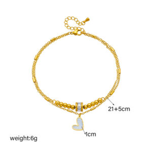 Fashion Jewelry Multi-layer Twin Love Pendant Parts Chain Anklet