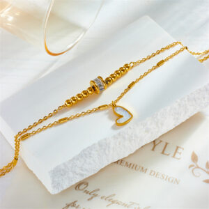 Fashion Jewelry Multi-layer Twin Love Pendant Parts Chain Anklet